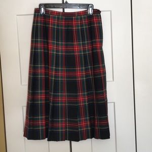 Plaid wool pleated skirt